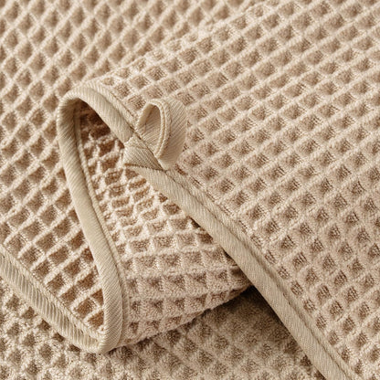 Microfiber Waffle Face Towels, 2 Pieces, Soft, Absorbent, Fast Drying, Lint Free (Beige)