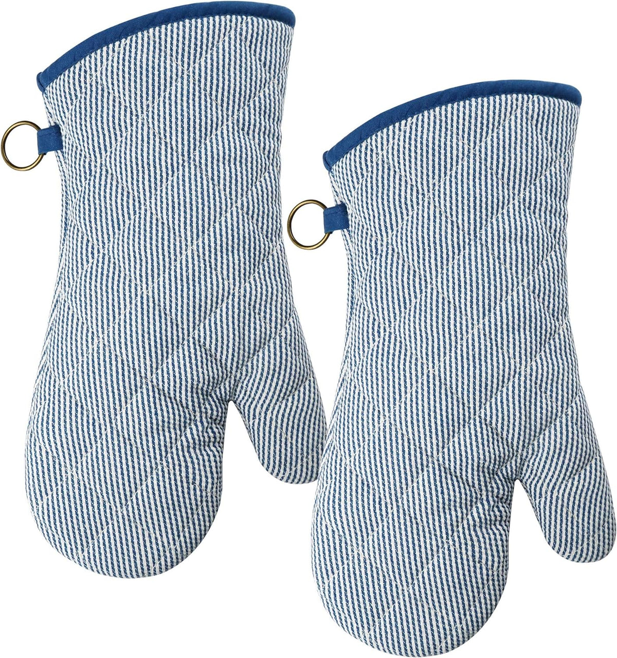 1 Pair Yarn Dyed Oven Mitts 100% Cotton Heat Resistant 470 Degree Gloves Men Women Cooking Baking Barbecue BBQ Microwave Crafting Machine Washable