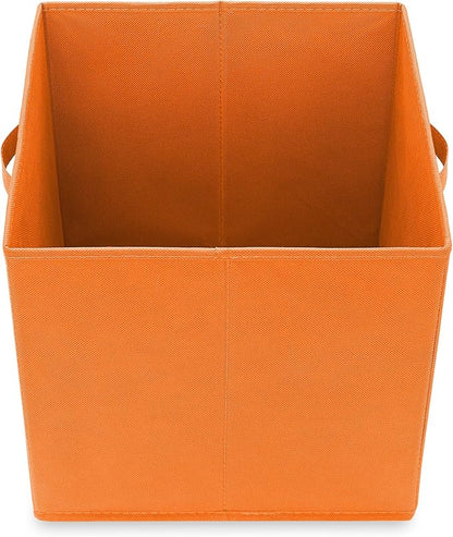 Casafield Set of 6 Collapsible Fabric Cube Storage Bins, Orange - 13" Foldable Cloth Baskets for Shelves, Cubby Organizers & More