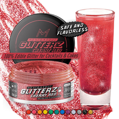 Monégasque Cherry Red Edible Glitter for Drinks 10g – Red Edible Glitter for Cakes & Cupcakes - Champagne & Cocktail Drink Shimmer Flakes