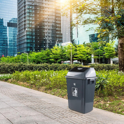 4-Pack 13 Gallon Plastic Trash Cans with Lids, Large Grey Garbage Waste Bin