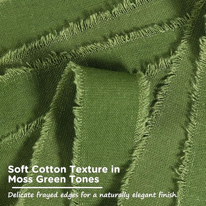 Moss Green Cotton Ribbon 1 Inch Moss Green 3 Rolls 21 Yards Frayed Edge Fabric Set for Rustic Wedding Decor, Bridal Bouquet Wrap, Woodland Theme Party, Baby Shower & Wreath Making