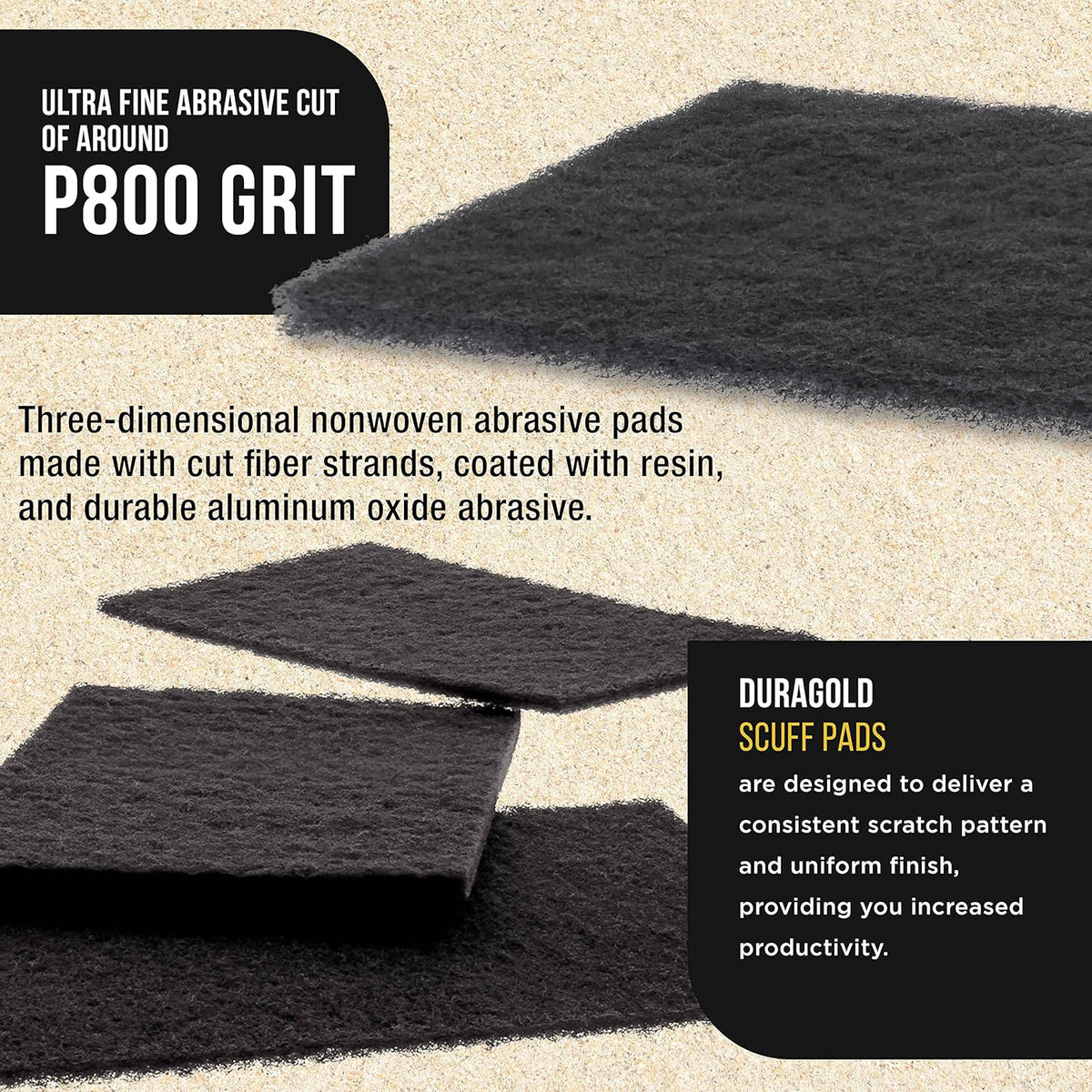 Dura-Gold Premium 6" x 9" Gray Ultra Fine General Purpose Scuff Pads, Box of 10 - Final Scuffing, Scouring, Sanding, Cleaning, Paint Color Blend Prep, Surface Adhesion Preparation, Automotive Autobody