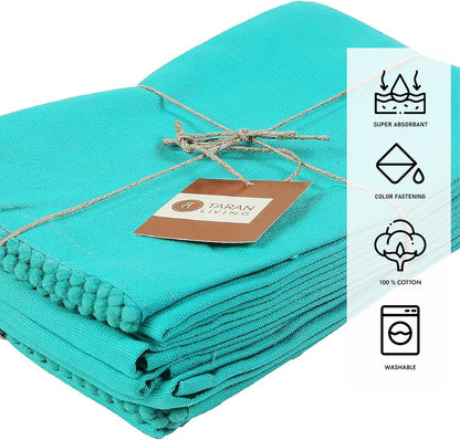 Taran Living Teal Solid 18"x28" Pack of 6 Cotton Kitchen Towels