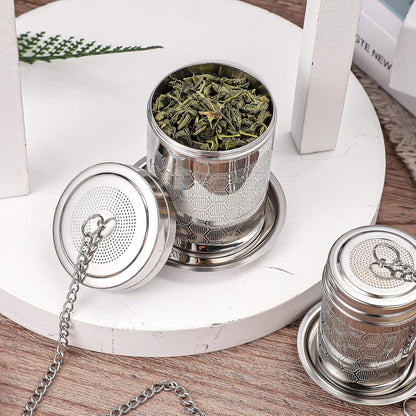 2 Pack Tea Infuser, Tea Strainers for Loose Tea Mesh Stainless Tea Strainer Loose Leaf Tea Steeper Tea Diffuser with Tea Basket and Lid for Black Tea