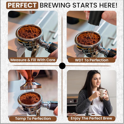 WDT Espresso Tool – Premium 0.35mm Needle Coffee Stirrer for Baristas | Precision Espresso Distribution Tool for Better Extraction with Extra 10 Needles | Matt Black