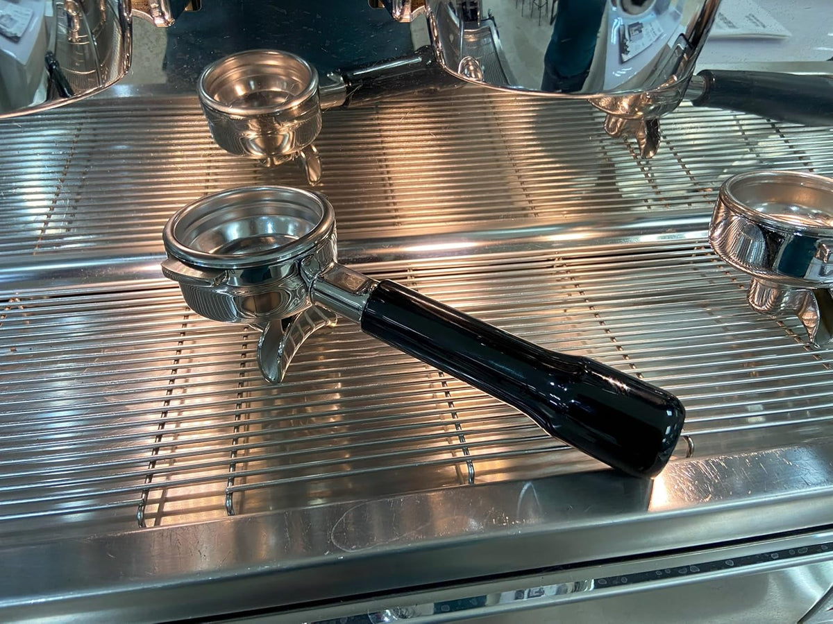 58mm Double Spout Portafilter Compatible with La Marzocco Espresso Machine Stainless Steel Espresso Portafilter with Double Shot Filter Basket