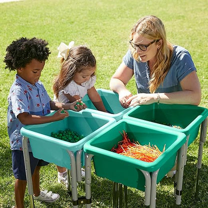 ECR4Kids Stackable Square Bins with Non-Snap Lids, Multipurpose Organization, Emerald, 2-Pack