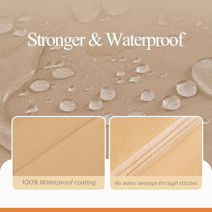 WJ-X3 Round Patio Furniture Cover, 96" D x 31" H, Waterproof, UV Resistant, Anti-Fading Outdoor Cover for Round Dining Table and Chairs Set, Beige