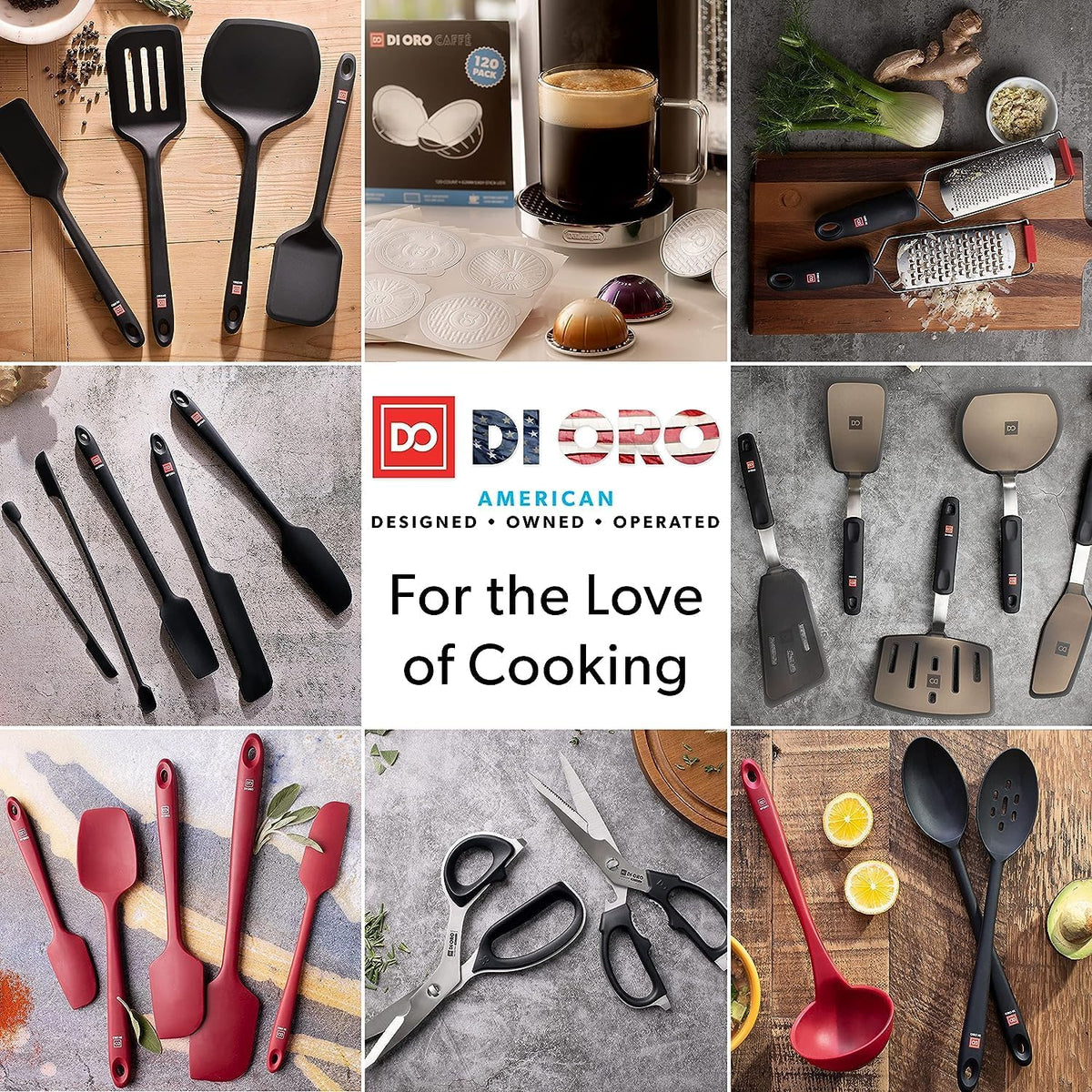DI ORO Silicone Spoon Spatula - Forever Warranty - 600°F Heat-Resistant Large Silicone Spoonula Scraper