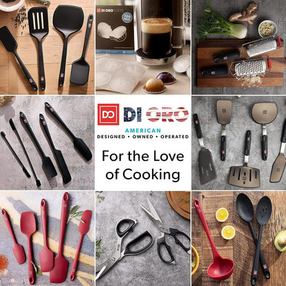 DI ORO Silicone Spoon Spatula - Forever Warranty - 600°F Heat-Resistant Large Silicone Spoonula Scraper