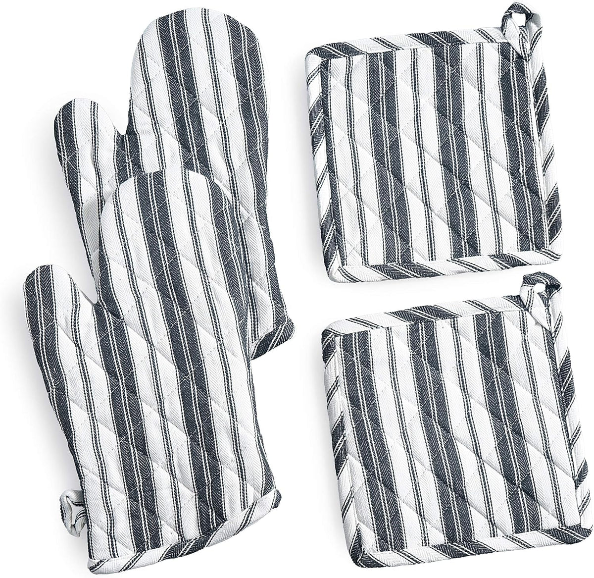 Oven Mitts & Potholder Set - Durable Heat Resistant Gloves - Thick Mittens for Kitchen - Suitable for Cooking, Baking, Grilling