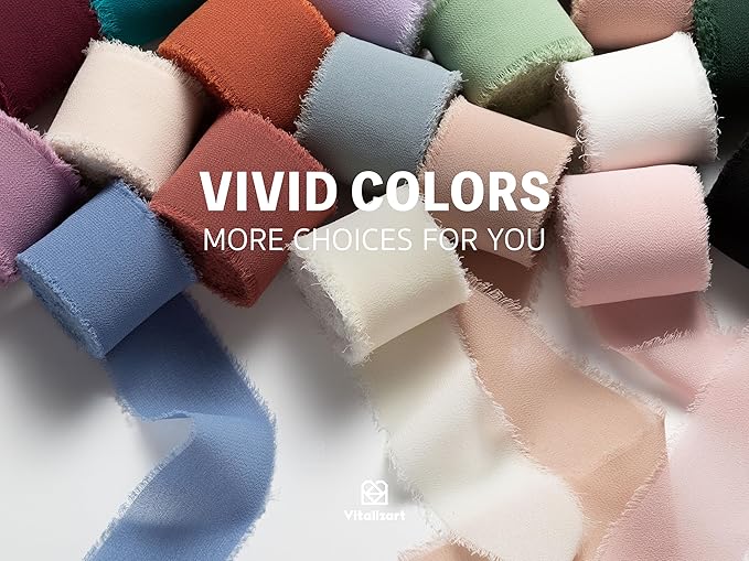 Vitalizart White Handmade Chiffon Silk Ribbon Fringe 1.5" x 21 Yd Frayed Edges Ribbons for Wedding Invitations Bridal Bouquets Gifts Wrapping Crafts Holiday Party Decorations
