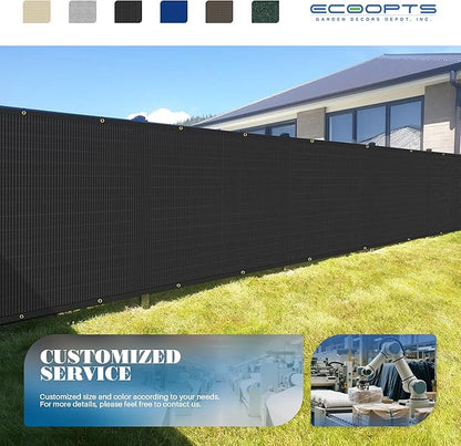 ECOOPTS 4'x193' Privacy Fence Screen Windscreen with Copper Grommets, Fit for Commercial Fence and Residential Garden Outdoor 90% UV Blockage, Cable Zip Ties Included (Black)