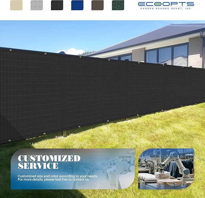 ECOOPTS 4'x89' Privacy Fence Screen Windscreen with Copper Grommets, Fit for Commercial Fence and Residential Garden Outdoor 90% UV Blockage, Cable Zip Ties Included (Black)
