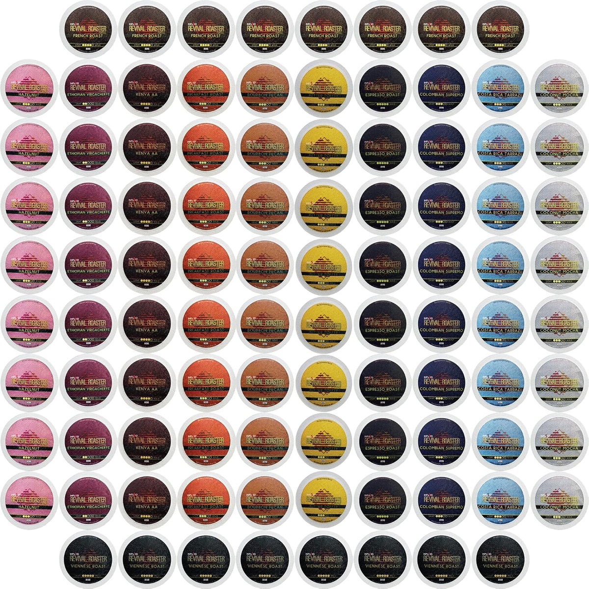 InfuSio Coffee Pods Variety Pack – 96 Count, 12 Crafted Medium & Dark Roast Blends and Artisan-Inspired Flavors Like Bourbon Pecan & Butter Toffee
