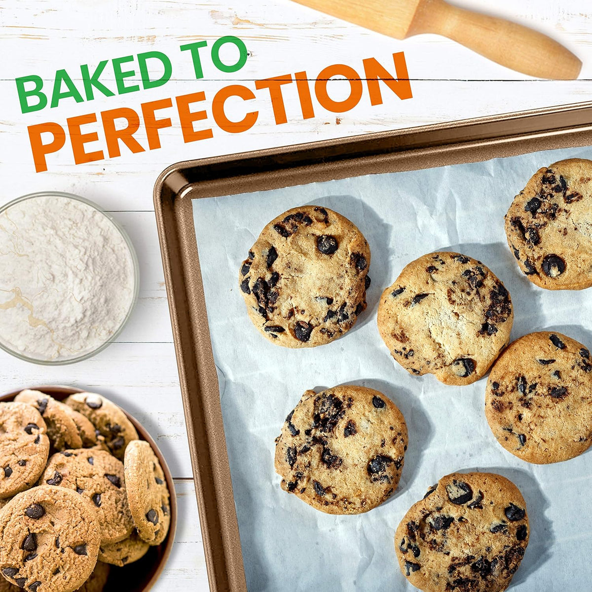 NutriChef 2-Piece Nonstick XL Cookie Sheets for Baking - 22" x 16" Extra Large Carbon Steel Oven Baking Trays - Non Stick Coating