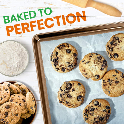 NutriChef 2-Piece Nonstick XL Cookie Sheets for Baking - 22" x 16" Extra Large Carbon Steel Oven Baking Trays - Non Stick Coating