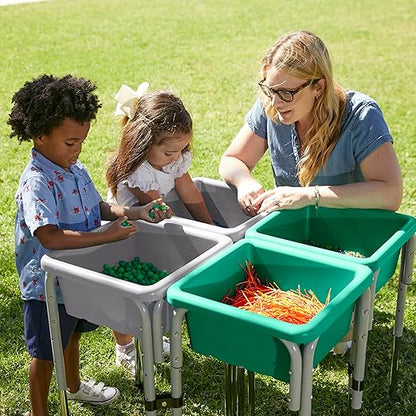 ECR4Kids Stackable Square Bins with Non-Snap Lids, Multipurpose Organization, Grey, 2-Pack