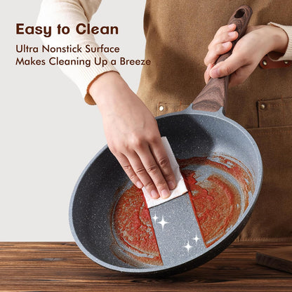 SENSARTE Nonstick Frying Pan Skillet, Swiss Granite Coating Omelette Pan, Healthy Stone Cookware Chef's Pan, PFOA Free (8/9.5/10/11/12.5 Inch) (10 Inch)