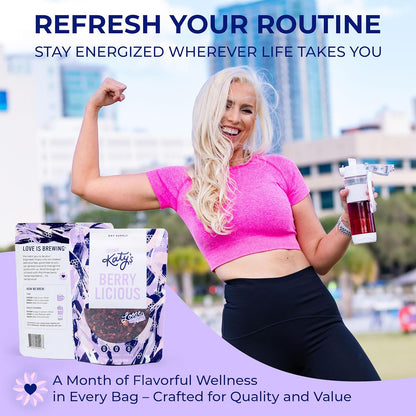 Katy’s® Berrylicious Loose Leaf Tea, Hibiscus, Blueberry & Cranberry, Fruity Herbal Tea, Caffeine-Free Fruit Tea, Cold Brew or Hot, 30+ Cups