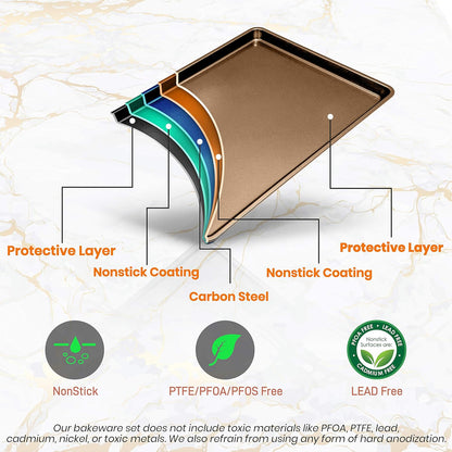 NutriChef 2-Piece Nonstick XL Cookie Sheets for Baking - 22" x 16" Extra Large Carbon Steel Oven Baking Trays - Non Stick Coating