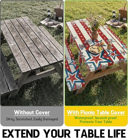 Picnic Table Cover with Bench Covers Elastic Table Cloth Cool Fun Unique Ideas Christmas Xmas Father Valentine's Day Birthday Party Camping Gift for Camper RV Owner Camping Lovers Couple Men Adult Dad