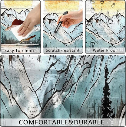 Picnic Table Cover with Bench Covers and Bag, Wooden Camper Waterproof Windproof, Fitted Tablecloth Cover with Elastic Edge, for Indoor & Outdoor, Garden, Camping, 3 Pieces Set, 30x72 Inch