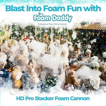 FoamDaddy HD Pro Stacker Foam Cannon – Brandable High-Output Metal Machine for Professional & Large Scale Events – Covers 30x30ft Area – Mount, Pump, Hose, Stand, Remote Control, Ultra-Concentrate Gel