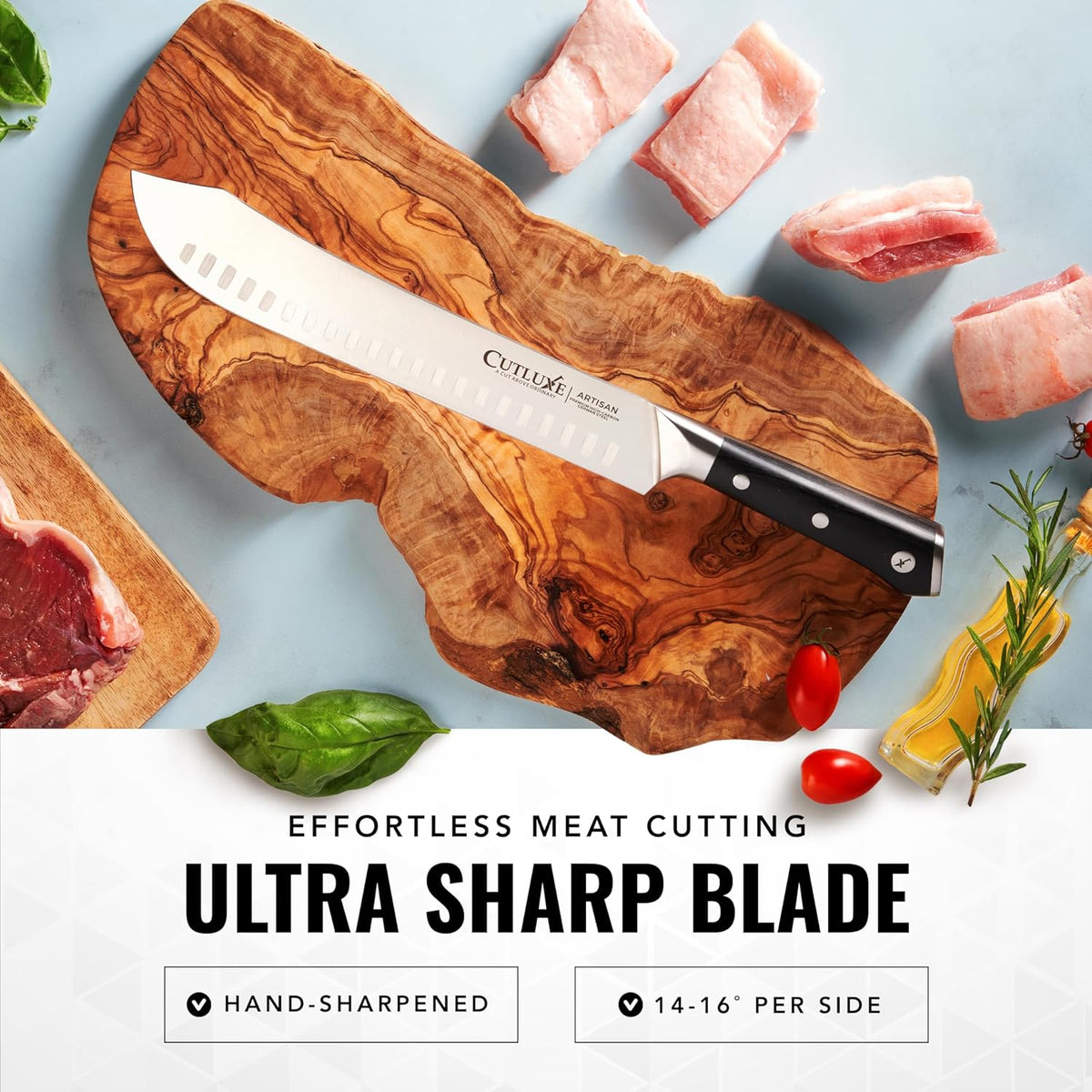 Cutluxe Butcher Knife – 10″ Bullnose Carving Knife, Forged High Carbon German Steel – Full Tang & Razor Sharp – Ergonomic Handle Design