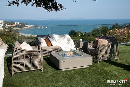 Elementi+ | Lucerne Gas Fire Pit Cast Concrete 42" Square Fire Table, Outdoor Fire Pit Electronic Ignition | Canvas Cover, Fire Glass and Burner Lid Included | Light Gray | Propane Gas