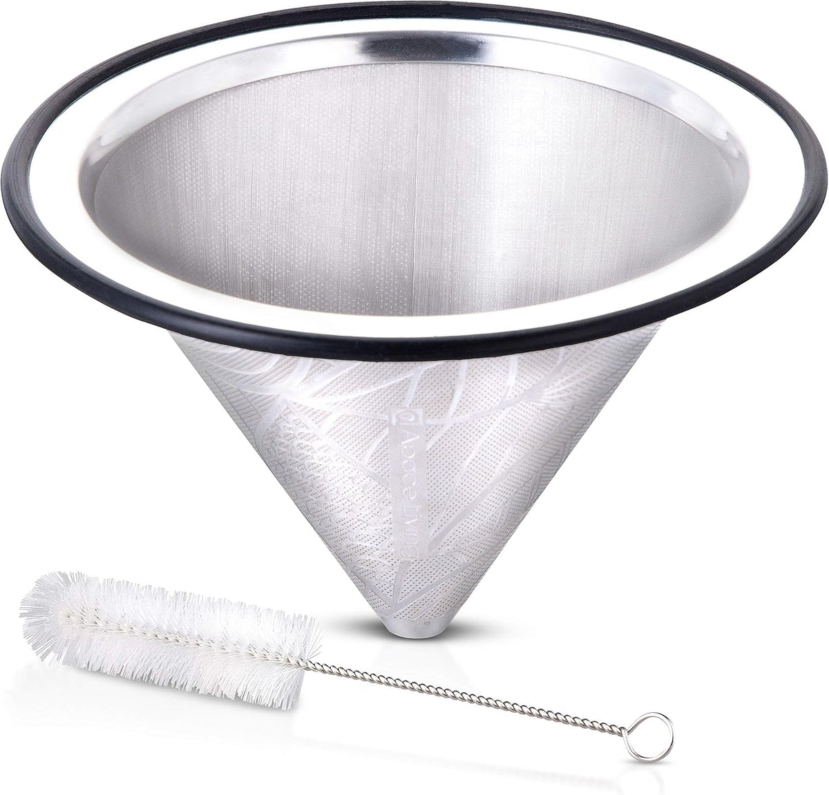 Compatible with Hario V60 Pour Over Coffee Filter - Wide Metal Base Reusable Stainless Steel Coffee Dripper