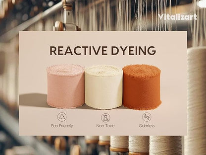 Vitalizart Fall Handmade Chiffon Silk Ribbon Fringe 1.5" x 21 Yd Terracotta Cream Frayed Edges Ribbons for Wedding Invitations Bridal Bouquets Gifts Wrapping Crafts Holiday Party Decorations
