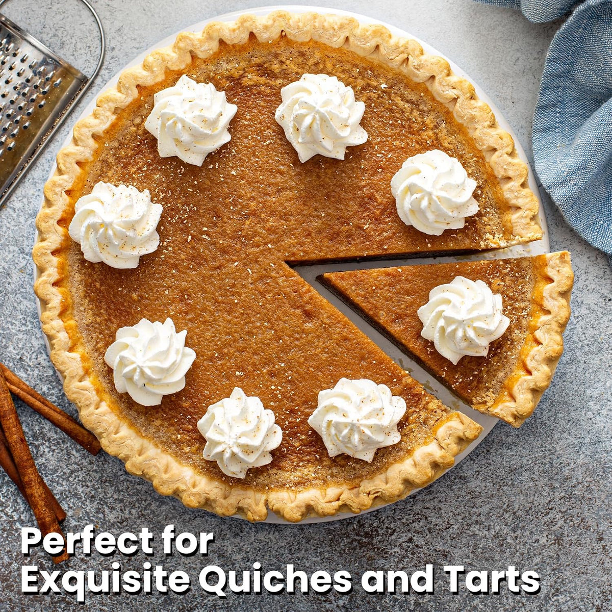 Tart Pan 9 Inch 10 Inch Removable Bottom,with Crust Shaper Ring, Non-stick