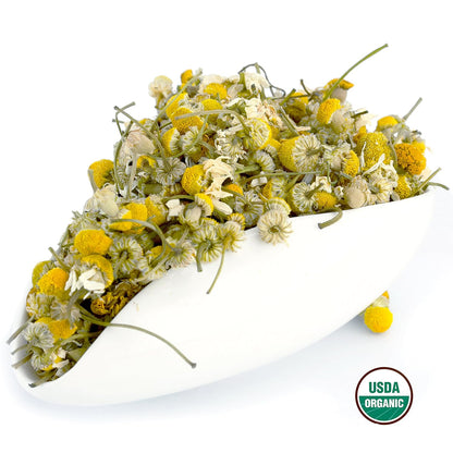 Chamomile Tea 1LB (16Oz) 100% Certified Organic (USDA seal) Chamomile Flowers Herbal Tea (Matricaria Chamomilla) in 1 lb Bulk Kraft BPA free