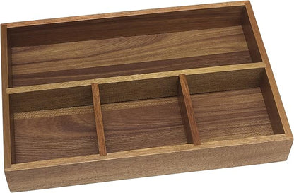 Lipper International Acacia Organizer Tray, 4-Compartments, 12" x 8" x 1 3/4"