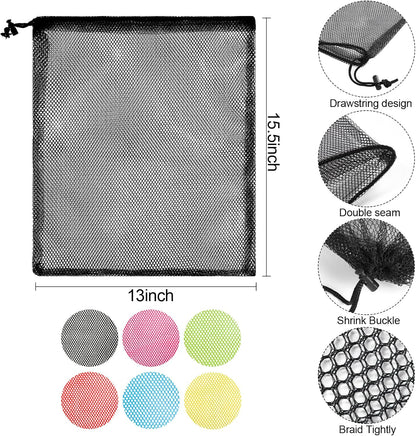 iMucci 12Pcs Mesh Bag 13"X15.5" Drawstring Gym Bag Nylon Mesh Drawstring Bag with Cord Lock Closure for Collecting Toys Travel Sports
