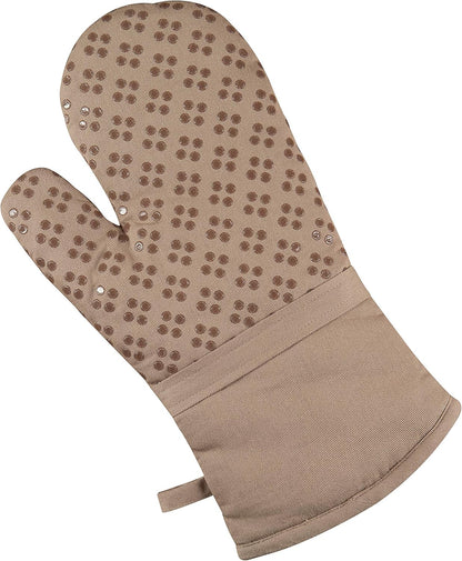Sticky Toffee 9-Piece Kitchen Set – Tan 100% Cotton Terry Dish Towels, Dishcloths, Oven Mitts, and Pot Holders with Non-Slip Silicone Grip, Oeko-Tex Cotton