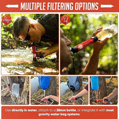 2 High-Capacity Emergency Water Straws – Lightweight, Reusable, 1800-Gallon Filters for Camping, Hiking, Travel, Biking, Survival, and Emergencies. No Expiration Date, Perfect for Preparedness