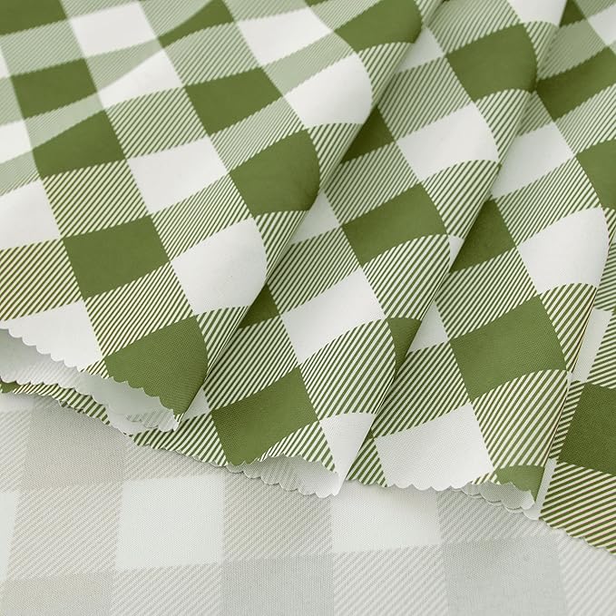 Waterproof Plaid Tablecloth Fabric - Round 90 Inch Classic Gingham Checker Table Cloth for Indoor/Outdoor Use - Buffalo Table Cover for Picnics, BBQs, and Parties