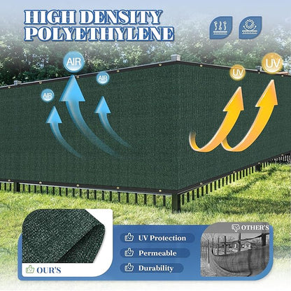 ECOOPTS 4'x227' Privacy Fence Screen Windscreen with Copper Grommets, Fit for Commercial Fence and Residential Garden Outdoor 90% UV Blockage, Cable Zip Ties Included (Green)