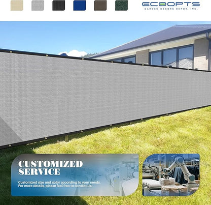 ECOOPTS 4'x76' Privacy Fence Screen Windscreen with Copper Grommets, Fit for Commercial Fence and Residential Garden Outdoor 90% UV Blockage, Cable Zip Ties Included (Gray)