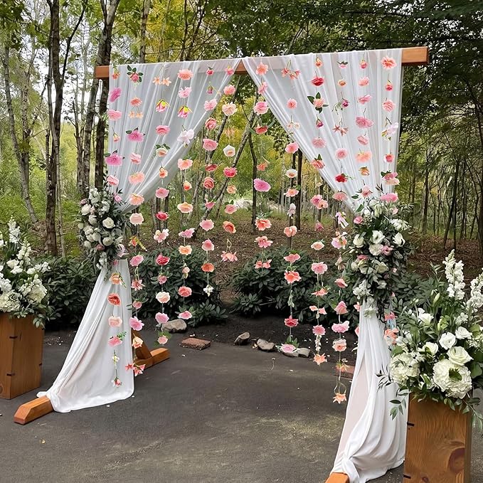 Suncalla 6 Pcs 35.46 ft Flower Garlands Backdrop Spring Artificial Wildflower Vines Floral Decorations for Party Fake Flower Vines Faux Silk Wildflower for Easter Wedding Garden Wall Arch(Soft Pink)