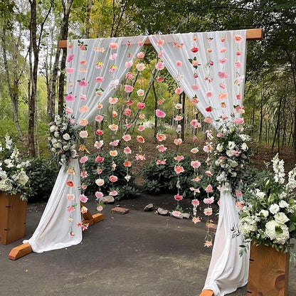 Suncalla 6 Pcs 35.46 ft Flower Garlands Backdrop Spring Artificial Wildflower Vines Floral Decorations for Party Fake Flower Vines Faux Silk Wildflower for Easter Wedding Garden Wall Arch(Soft Pink)