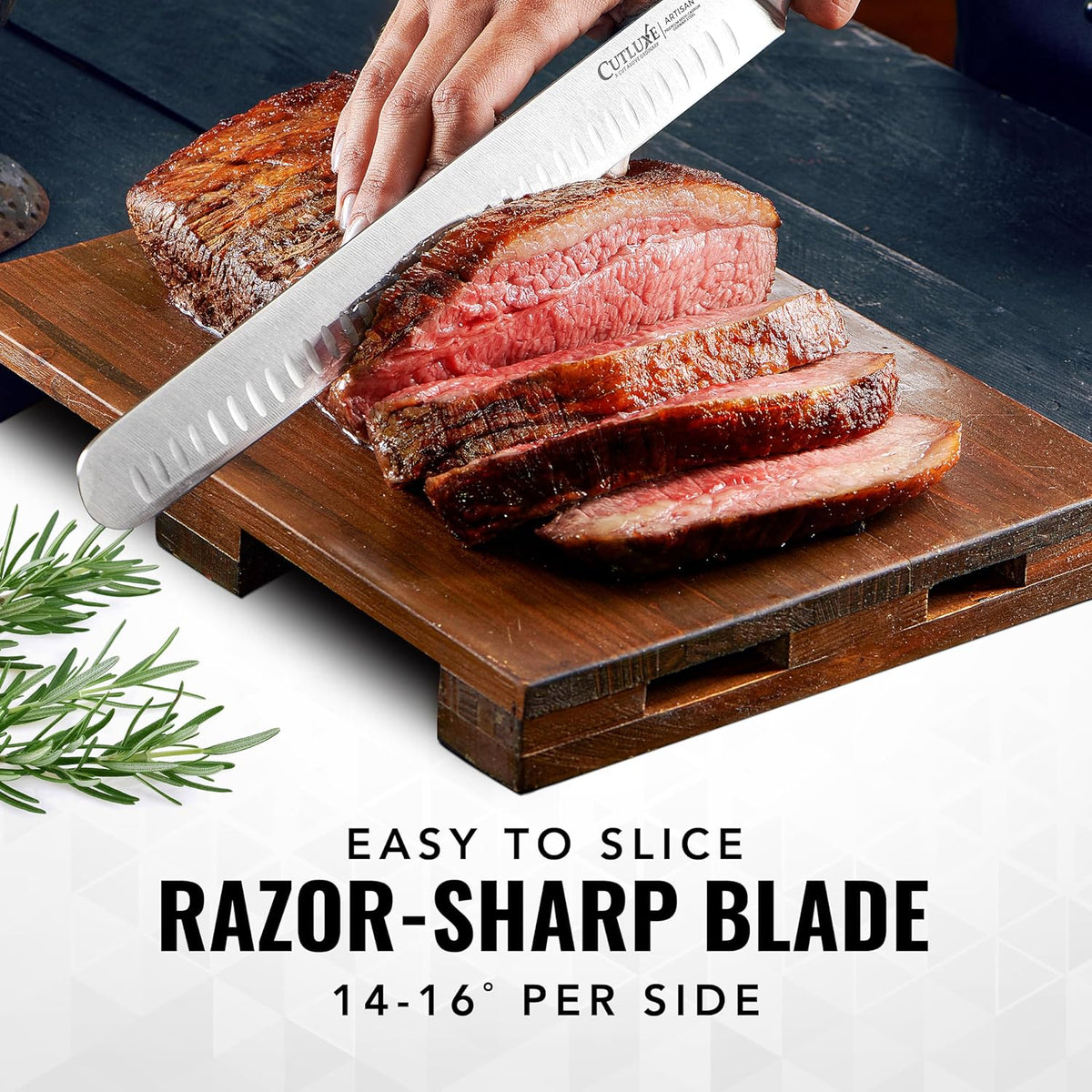 Cutluxe Slicing Carving Knife – 12" Brisket Knife, Meat Cutting and BBQ Knife – Razor Sharp German Steel, Sheath Included, Full Tang