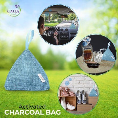 4 Pack Bamboo Charcoal Air Purifier Bags 200 Grams Each - Odor Absorber & Eliminator for Home, Car, Pets, Activated Charcoal Natural Freshener, Eco-Friendly & Reusable Designer Colors)
