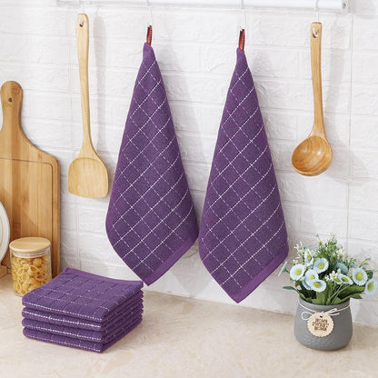 Homaxy 100% Cotton Terry Kitchen Dish Cloths, Ultra Soft and Absorbent Dish Towels for Kitchen, Suitable for Drying and Washing Dishes, 12 Pack, 12 x 12 Inches, Purple
