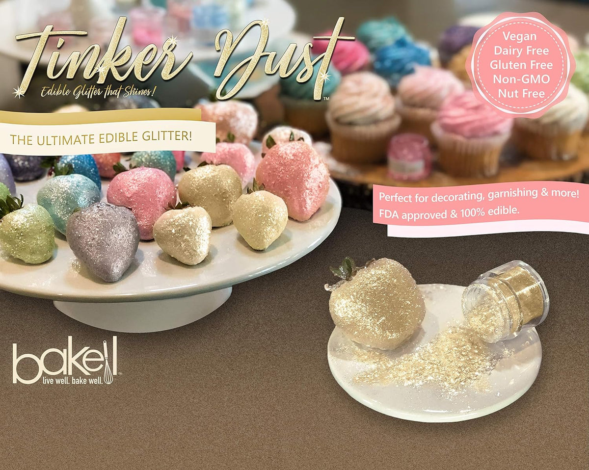 BAKELL® Red Edible Glitter, 45 Gram Shaker, Tinker Dust Edible Glitter, Approved Glitter, 100% Edible Glitter, Cakes, Cupcakes, Cake Pops, Drinks