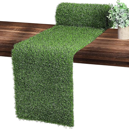 Ruisita Artificial Grass Table Runners 14 x 48 Inch Synthetic Grass Table Runners Grass Rug Table Decorations for Spring Summer, Wedding, Baby Shower, Party Decor