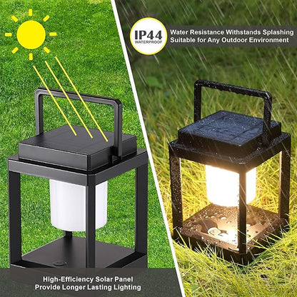 Outdoor Table Lamp, Brightness LED Nightstand Lantern, Portable Rechargeable Solar Lamp Waterproof, Touch Control Outdoor Lamps Cordless Lights Decorative for Patio/Walking/Reading/Camping